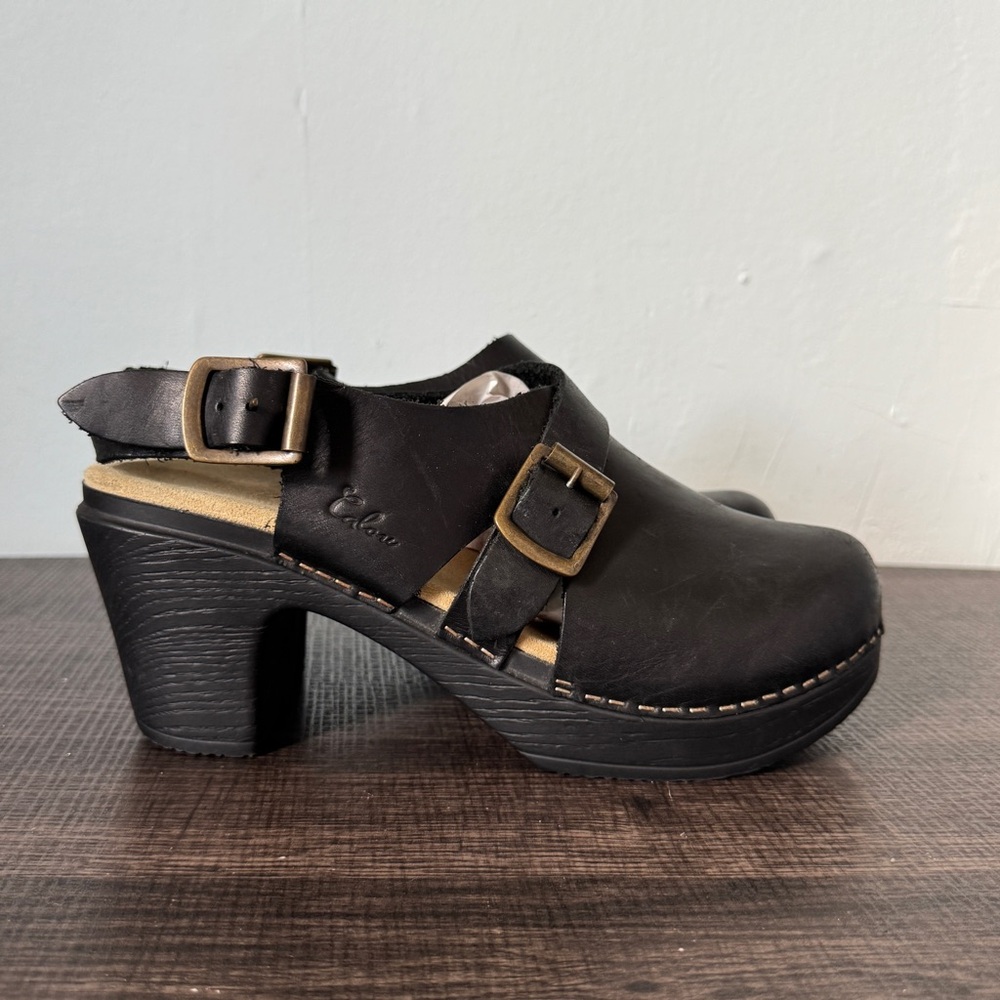 Calou Stockholm Astrid Black Leather Slingback Clog - Picture 3 of 14